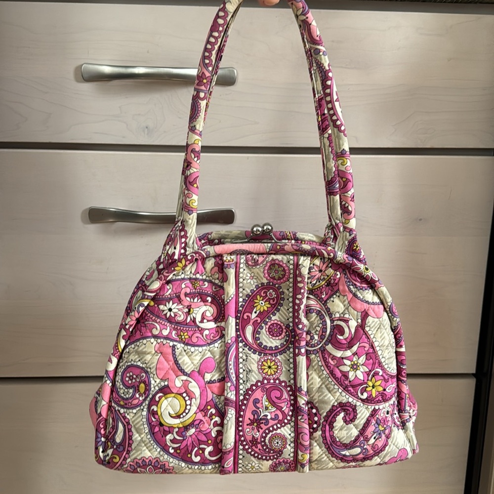Vera Bradley, Eloise Paisley meets plaid, kiss lock closure, tote bag